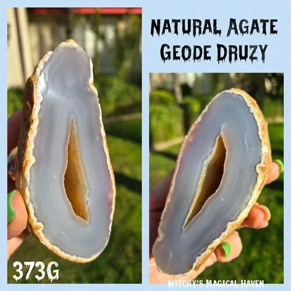 Natural Agate Geode with Druzy Center